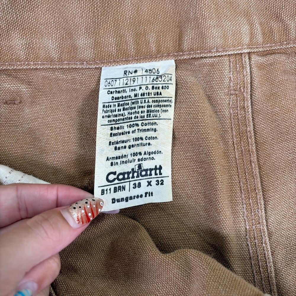 Carhartt B11-BRN Loose Fit Washed Duck Utility Work Pants Mens 38x32 Tan Brown - Picture 7 of 11